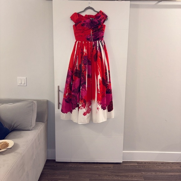 ERDEM Strapless Red and Purple Dress - Picture 5 of 8